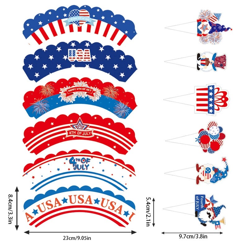 4th of July Cake Decorations Set - Wrappers and Toppers for Independence Day - Image 10