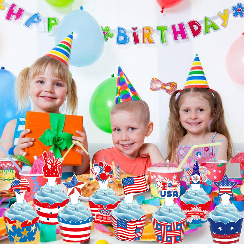 4th of July Cake Decorations Set - Wrappers and Toppers for Independence Day - Image 9