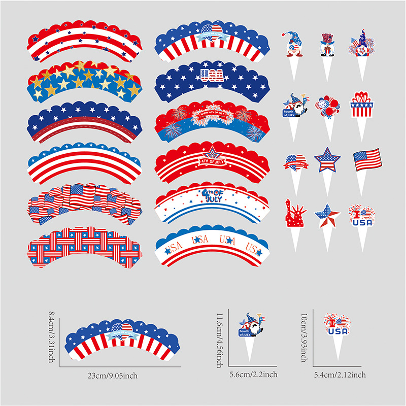 4th of July Cake Decorations Set - Wrappers and Toppers for Independence Day - Image 7