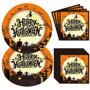 40 pcs of 9in paper plates + napkin (1) holiday halloween paper plates