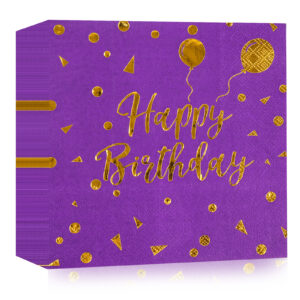 purple birthday napkin