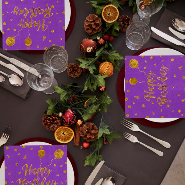 purple birthday napkin