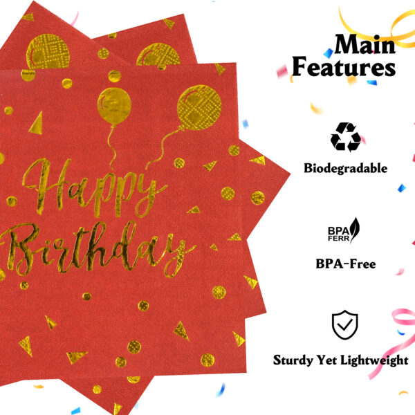 red birthday napkin