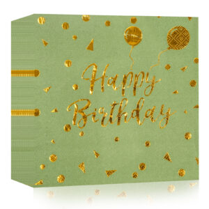 sage green birthday napkin