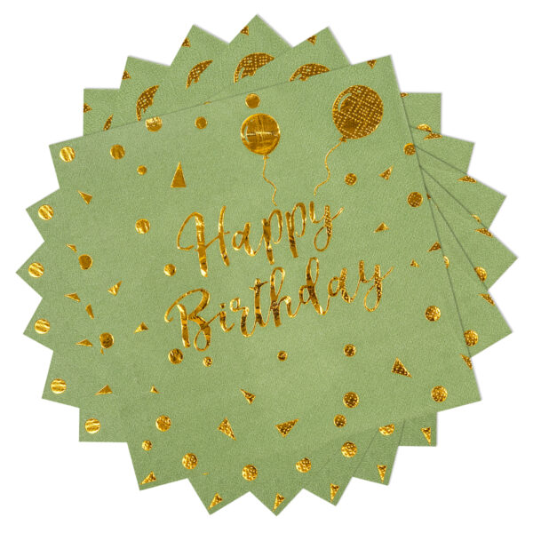 sage green birthday napkin