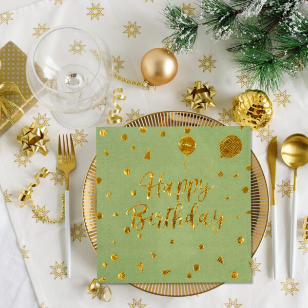 sage green birthday napkin