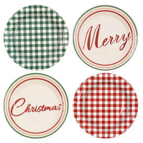 48 pcs of 7in red and green plaid 1 (1) Christmas Holiday Paper Plates