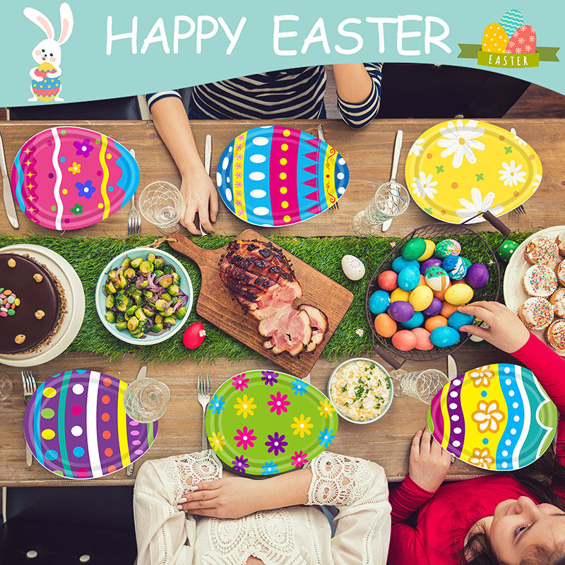 Holiday Series Easter Paper Plates Showcasing Vibrant Painted Egg Patterns - Image 3