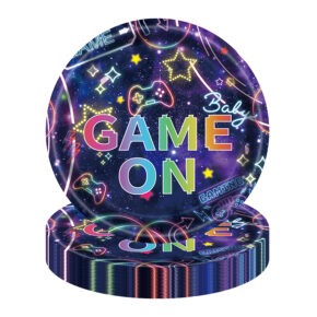 50-Piece 7-Inch Neon Game Paper Plates 1 (1) eon Game Paper Plates