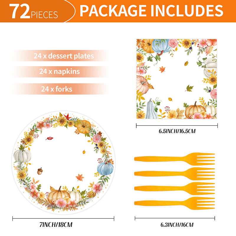 Holiday Series Thanksgiving Paper Plates Featuring Floral Wreath and Harvest Accents - Image 7