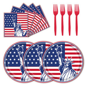 75-pcs 7in paper plate, napkin and fork set 1 (1) Holiday Series Independence Day