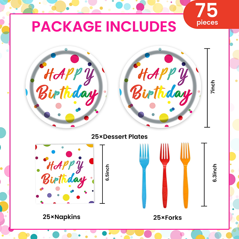 Birthday Paper Plates Wholesale – Colorful Party Plate, Napkin & Cutlery Set - Image 6