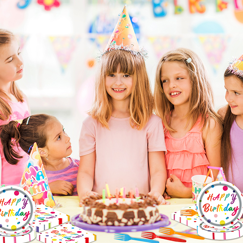 Birthday Paper Plates Wholesale – Colorful Party Plate, Napkin & Cutlery Set - Image 4