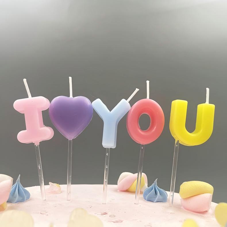 Alphabet-shaped Valentine's Day candles