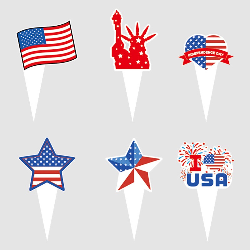 4th of July Cake Decorations Set - Wrappers and Toppers for Independence Day - Image 3