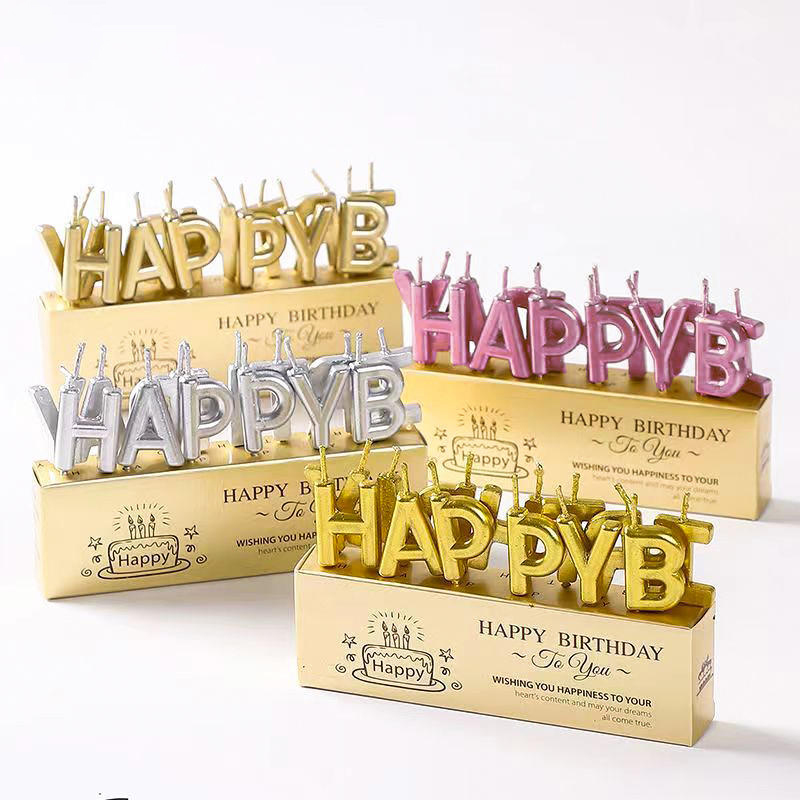 Colored English alphabet candles