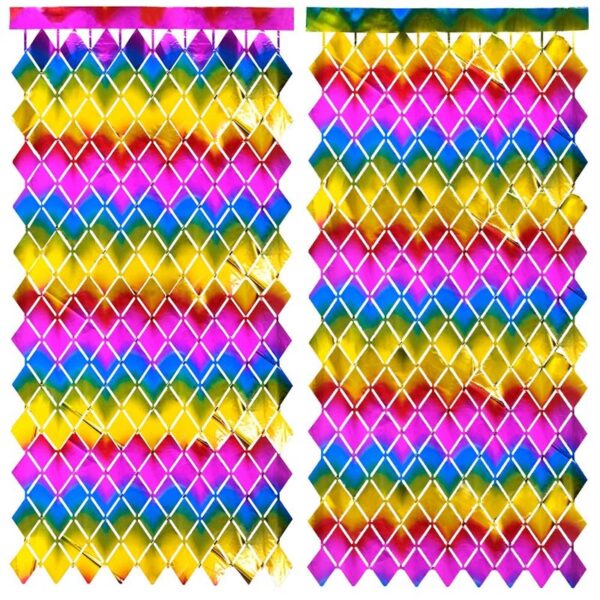 Colorful diamond-shaped rain curtain