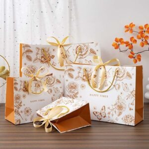 Golden Floral Gift Paper Bag