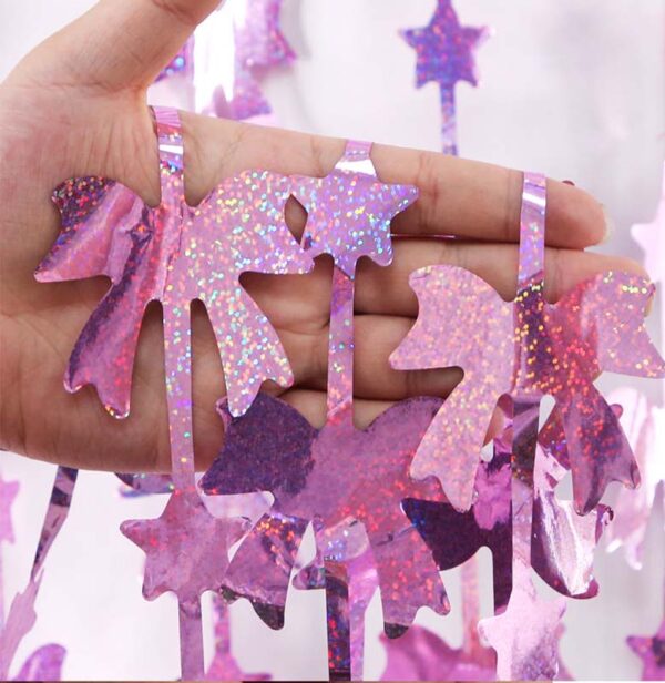 Laser pink bow rain curtain