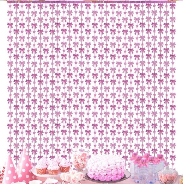 Laser pink bow rain curtain
