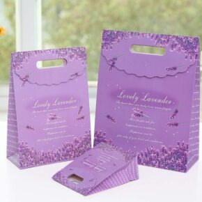 Lavender Gift Paper Bag With Velcro Soothing Lavender Velcro Bags - Calming Purple Floral Gift Packaging