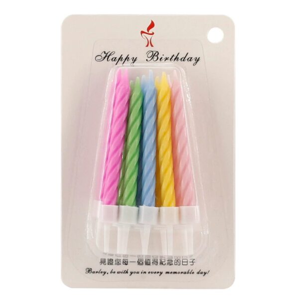 Macaron-colored threaded birthday candles