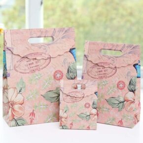 Pink Flowers Gift Paper Bag With Velcro Pink Flowers Gift Paper Bag With Velcro