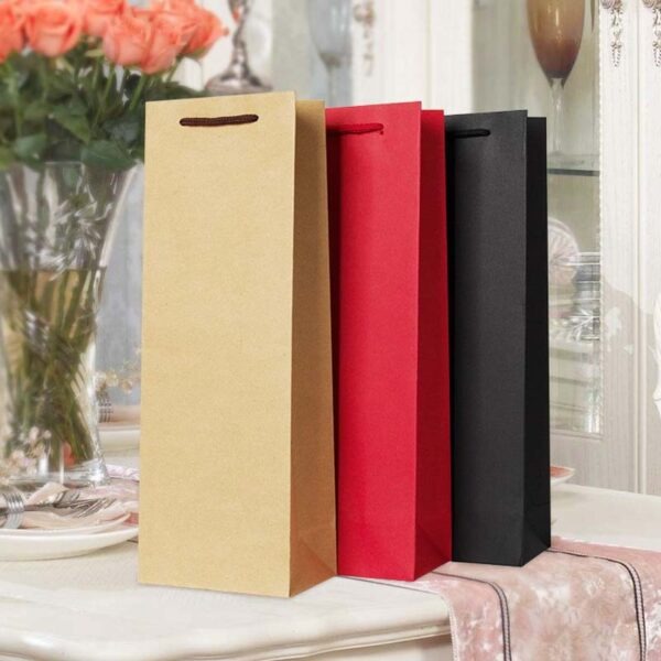 Solid Color Red Wine Gift Paper Bag