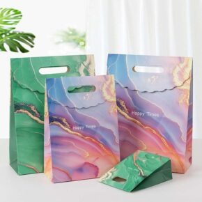 Unique Design Gift Paper Bag With Velcro Vintage Flower And Bird Gift Paper Bag With Velcro