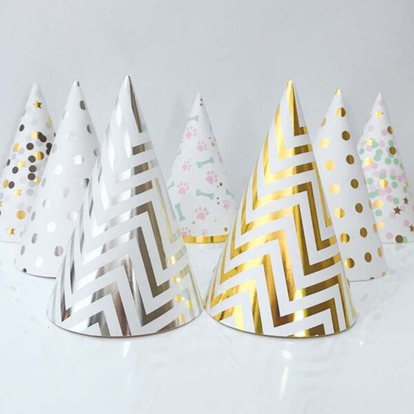 Wave pattern gold-stamped birthday hat