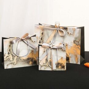 Marble Patterned Paper Bag white cardboard gift bags