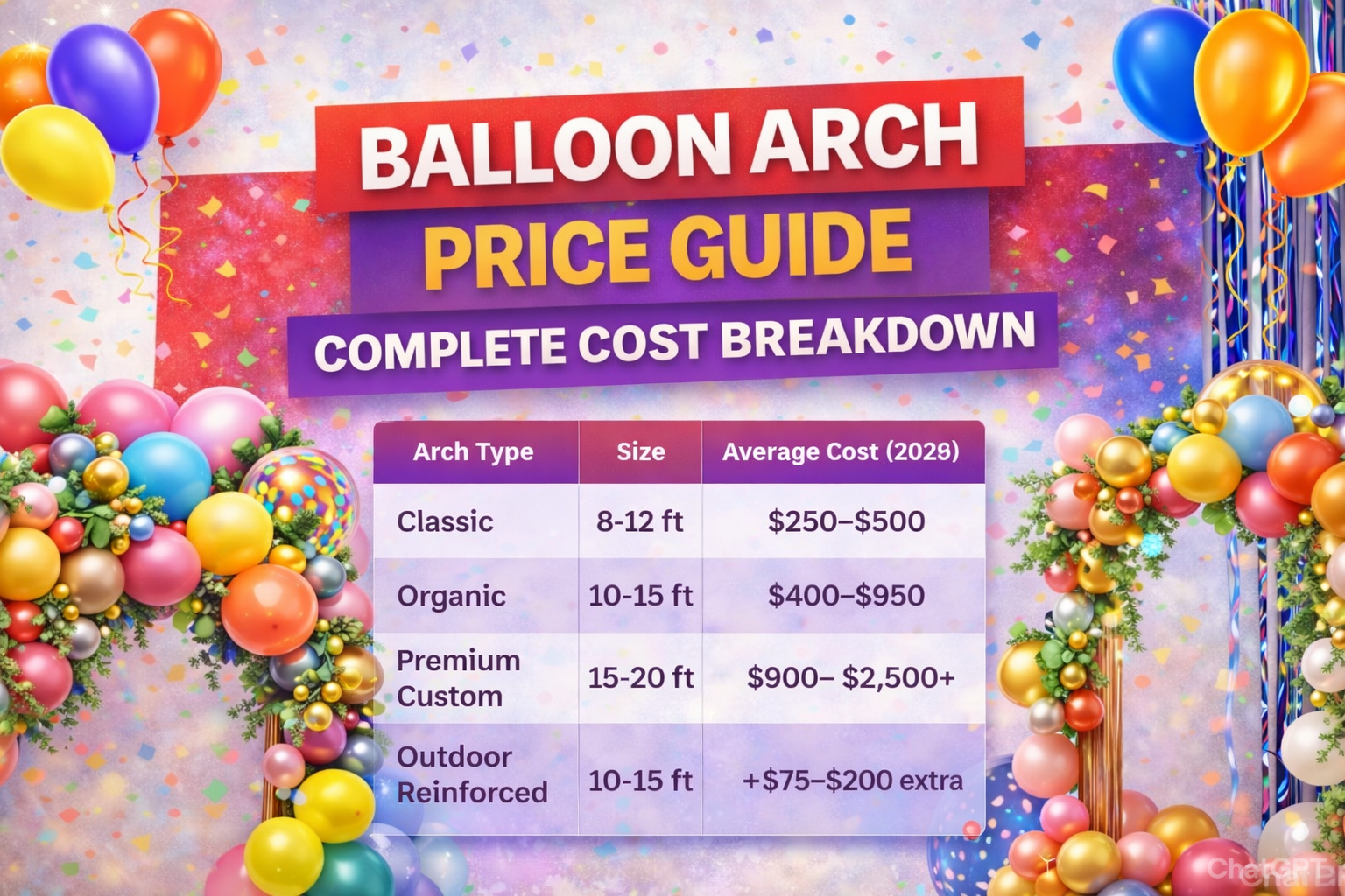 Balloon Arch Price Guide (2026 Updated) Complete Cost Breakdown