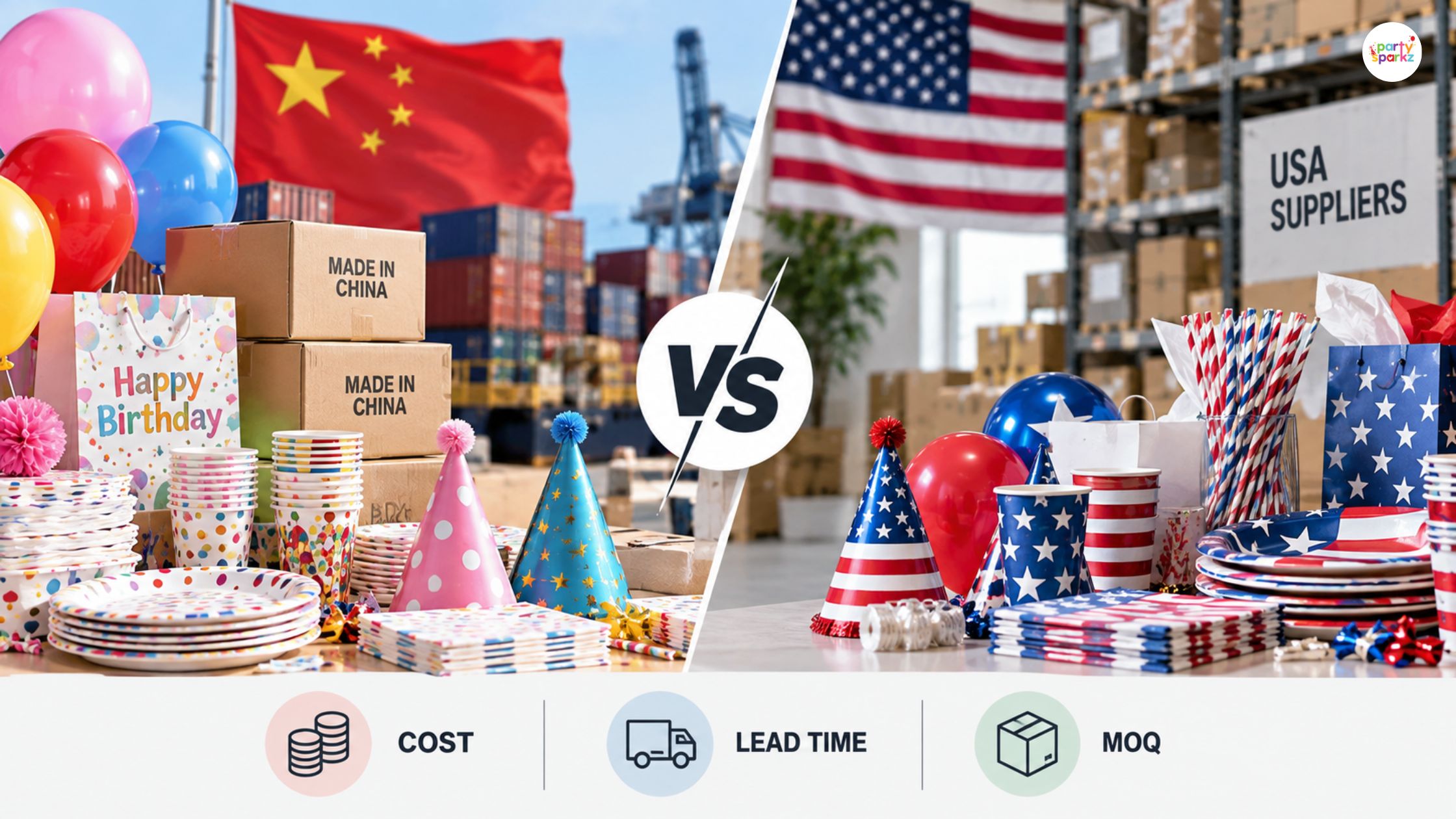 Wholesale Party Supplies China vs USA Suppliers - Cost, Lead Time, MOQ Compared